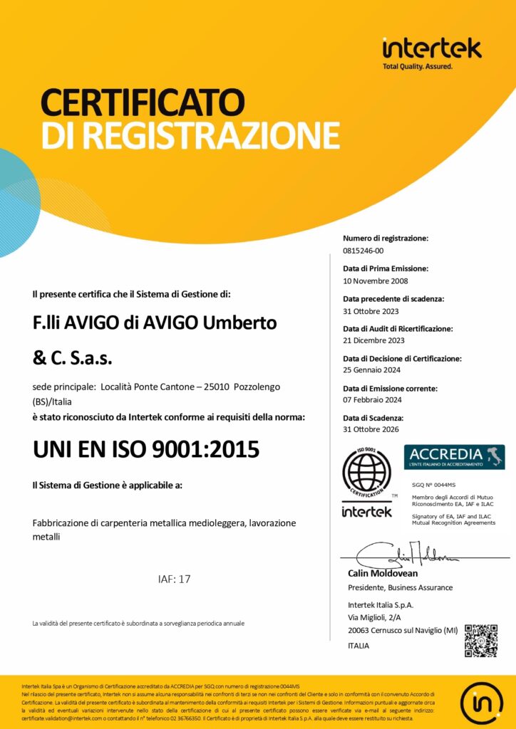 Certificazioni di qualità - Carpenteria metallica Brescia | Lavorazione metalli, piegatura, saldatura e realizzazione di strutture metalliche su misura a Brescia